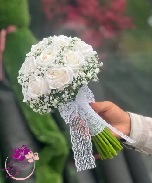 دسته گل عروس رز نباتی